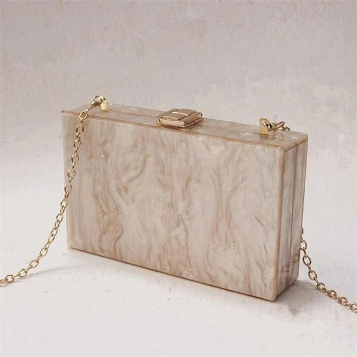 champagne with O chain Dropshipping bridal purse evening bag acrylic resin clutch bags