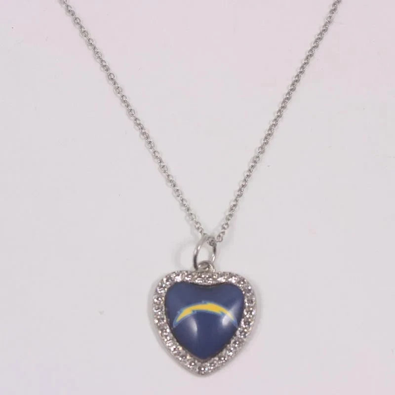 chargers New Arrival 32 designs rhinestone heart American football pendant charms accessories stainless steel necklace heart necklace