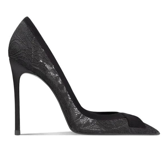 Chaussures Femmes Zapatos De Mujer Women black lace fabric  Dress Shoes Pointy Toe Classic Heels Ladies Stiletto Pumps