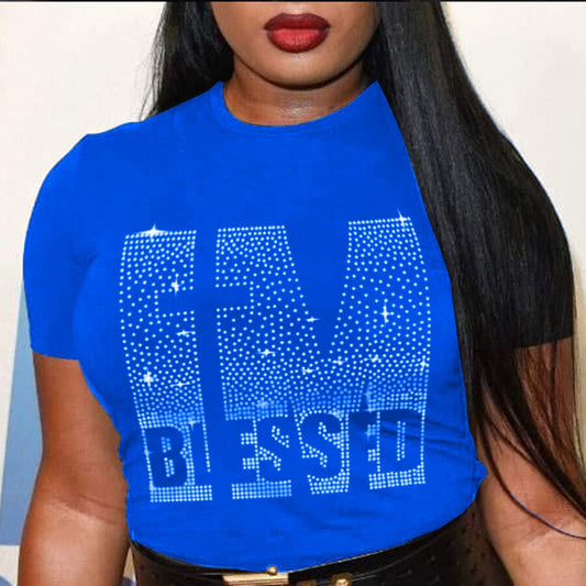 Cheap Best quality summer rhinestone women t shirt