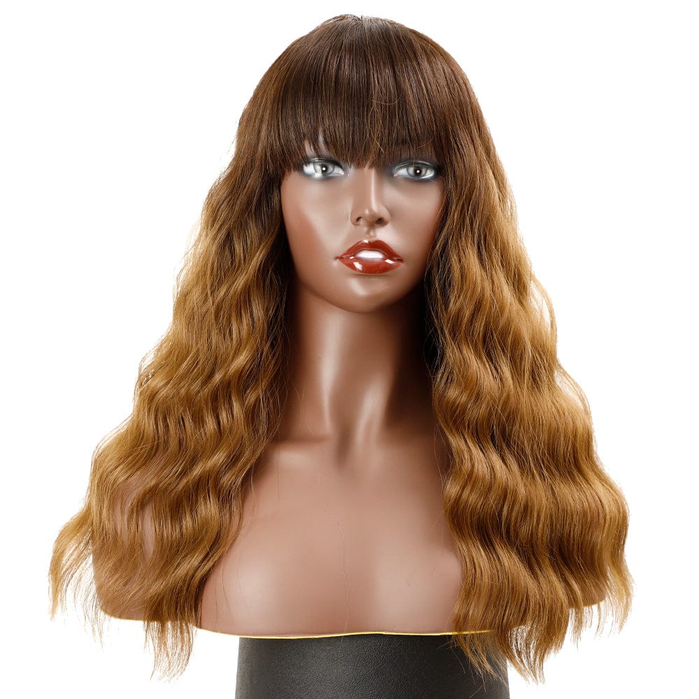 cheap blond water wave wig sleek wholesale hot selling heat resistant made machine wig water wave synthetic hair wig for women