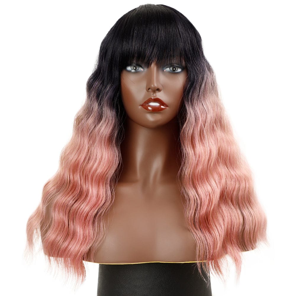 cheap blond water wave wig sleek wholesale hot selling heat resistant made machine wig water wave synthetic hair wig for women