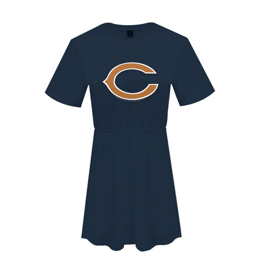 cheap casual women dress custom nfl print polyester plus size dress comfortable loose t shirt ladies leisure dresses