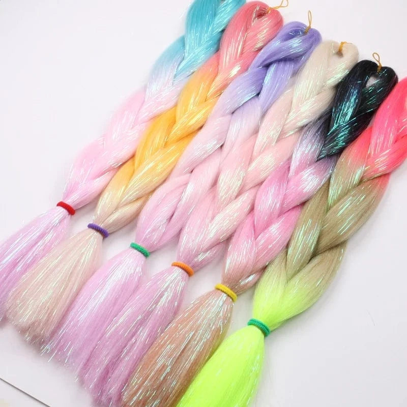 cheap colorful heat resistant hair tinsel extension glitter sparkle shiny tinsel women girls hair extensions