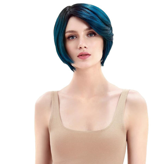 cheap dark green bob wig sleek wholesale hot selling heat resistant made machine wig straight bob synthetic hair wig for women