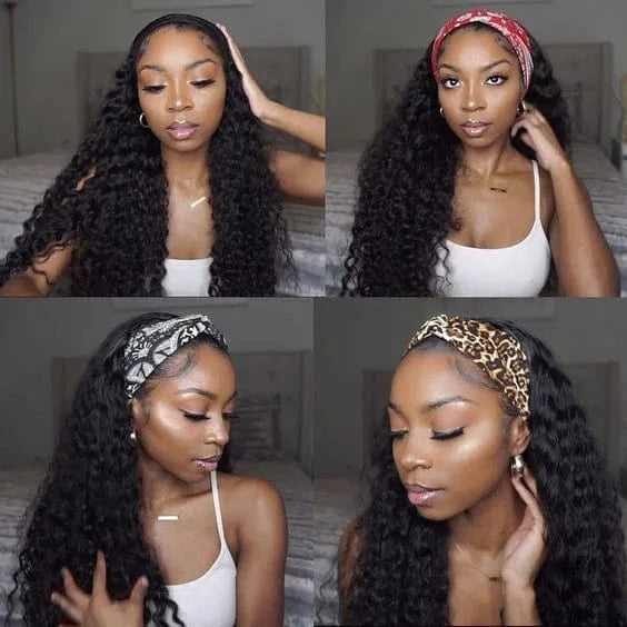Cheap Headband Wigs For Black Women Human Hair With Headband Attached Head Band Wigs Yaki Virgin Human Hair Headband Curly Wig