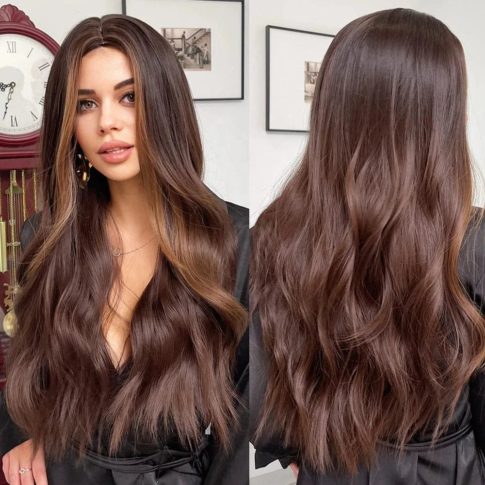 Cheap Long Middle Part Wigs Vendor With Lowest Price Natural Wave Pixie Cut Synthetic Hair Wigs With Highlights For Women