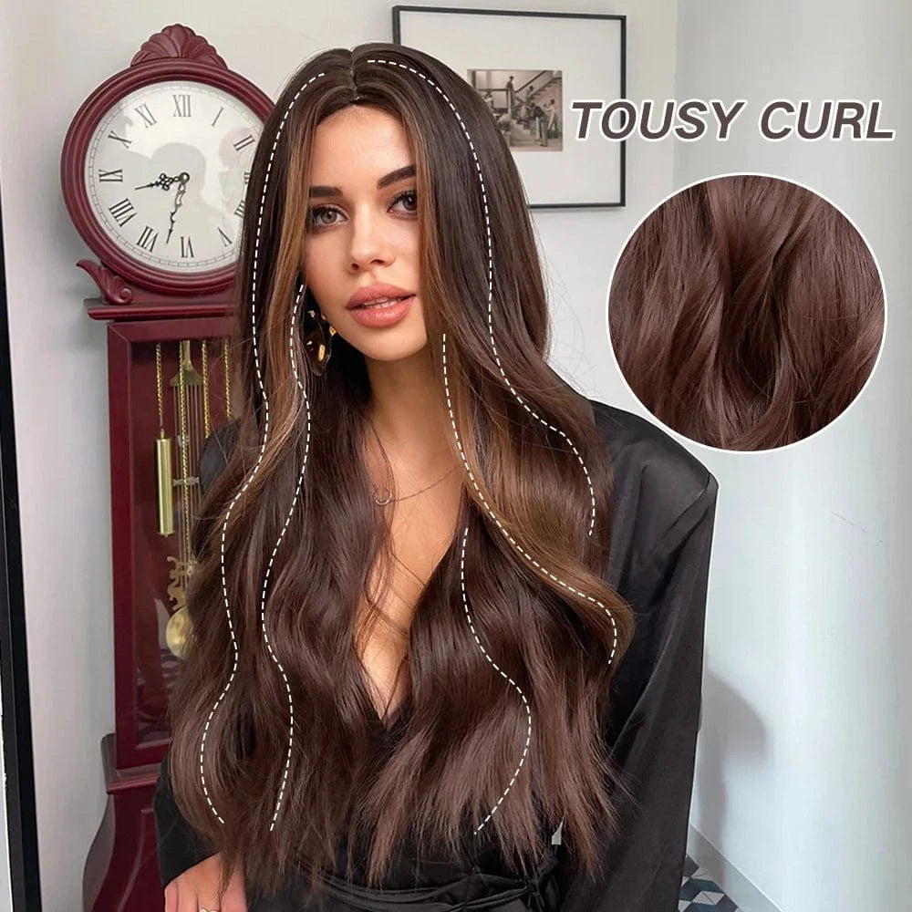 Cheap Long Middle Part Wigs Vendor With Lowest Price Natural Wave Pixie Cut Synthetic Hair Wigs With Highlights For Women