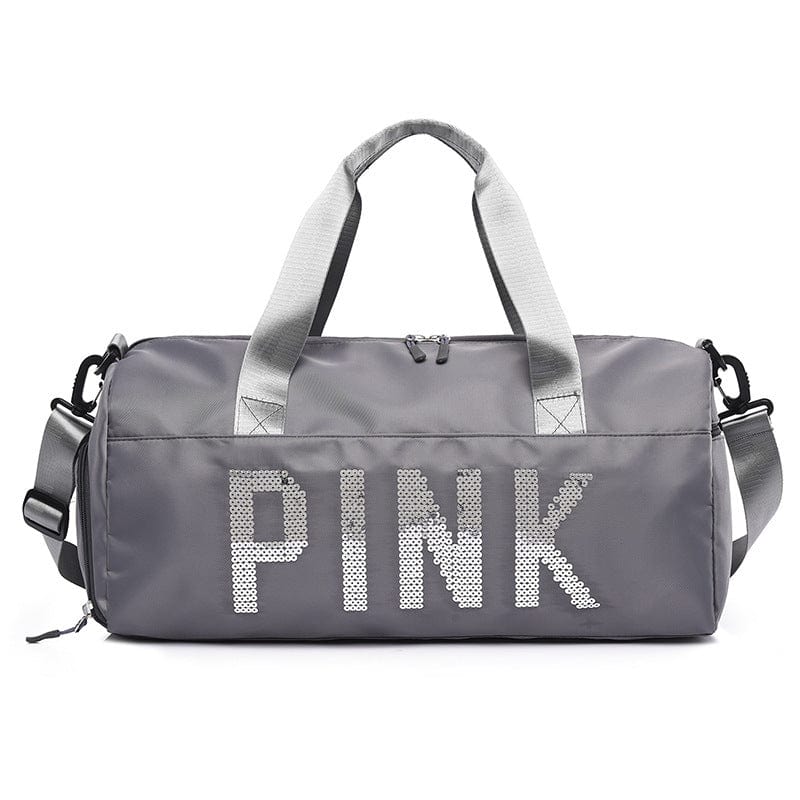 Cheap price high quality large capacity sequins letters pink sports gym bag custom logo gym bag with shoe compartment