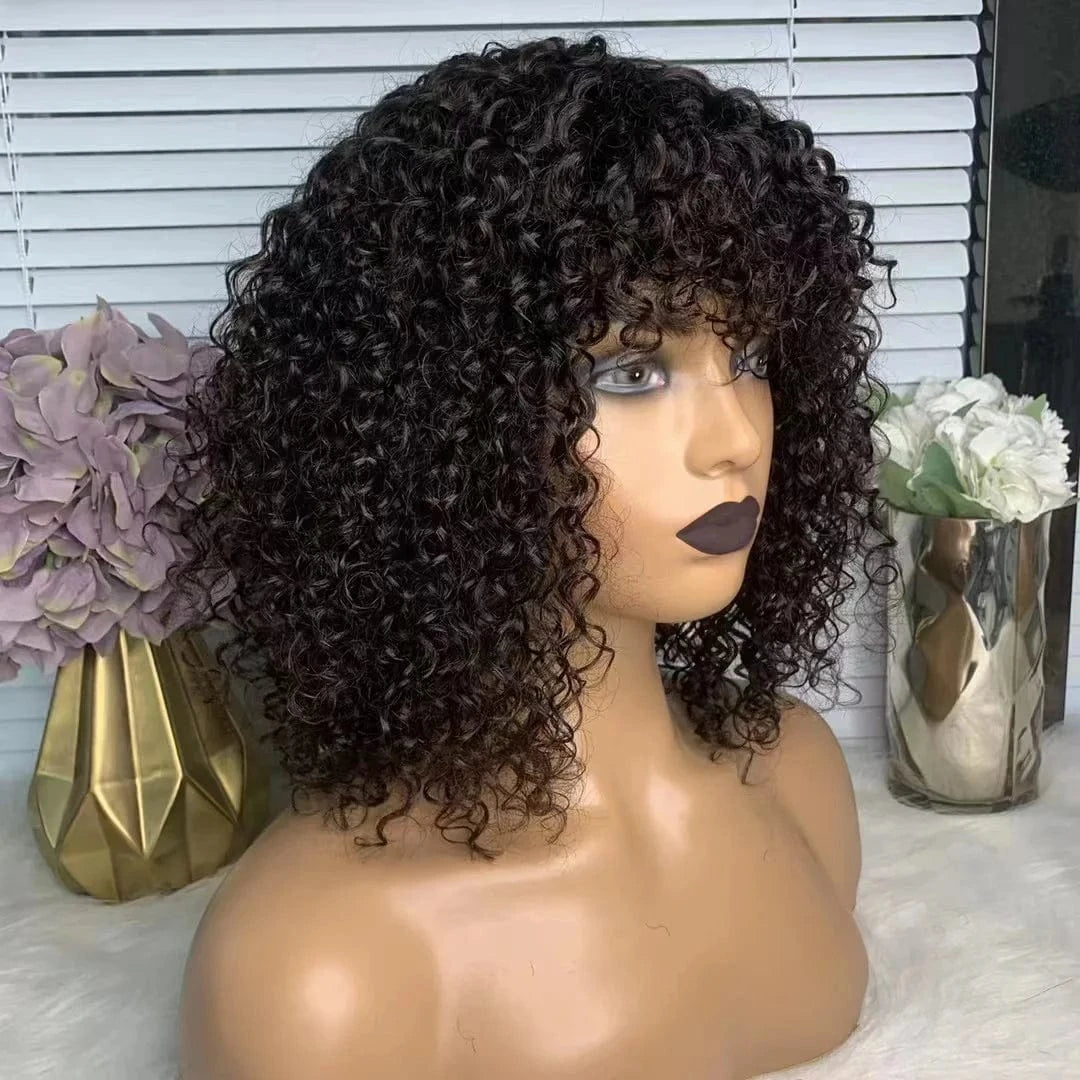 Cheap Raw Brazilian Indian Human Hair Kinky Straight Lace Front Wig Short Kinky Curly Bob Wigs For Black Women Glueless Hair