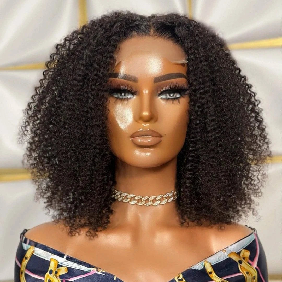 Cheap Raw Brazilian Indian Human Hair Kinky Straight Lace Front Wig Short Kinky Curly Bob Wigs For Black Women Glueless Hair