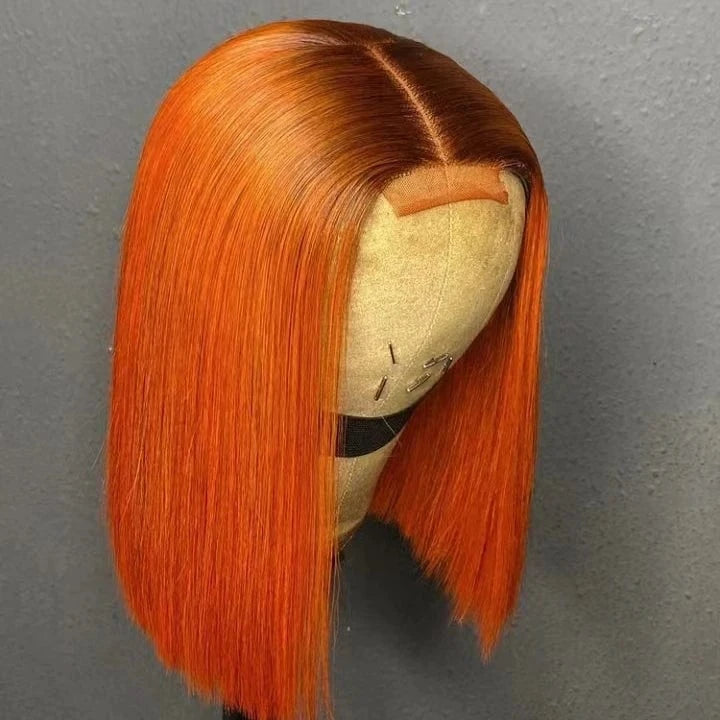 Cheap Wig Ombre Yellow Color Bone Straight Short Cut Bob Raw Vietnamese Human Hair 13x4 Lace Front Wigs