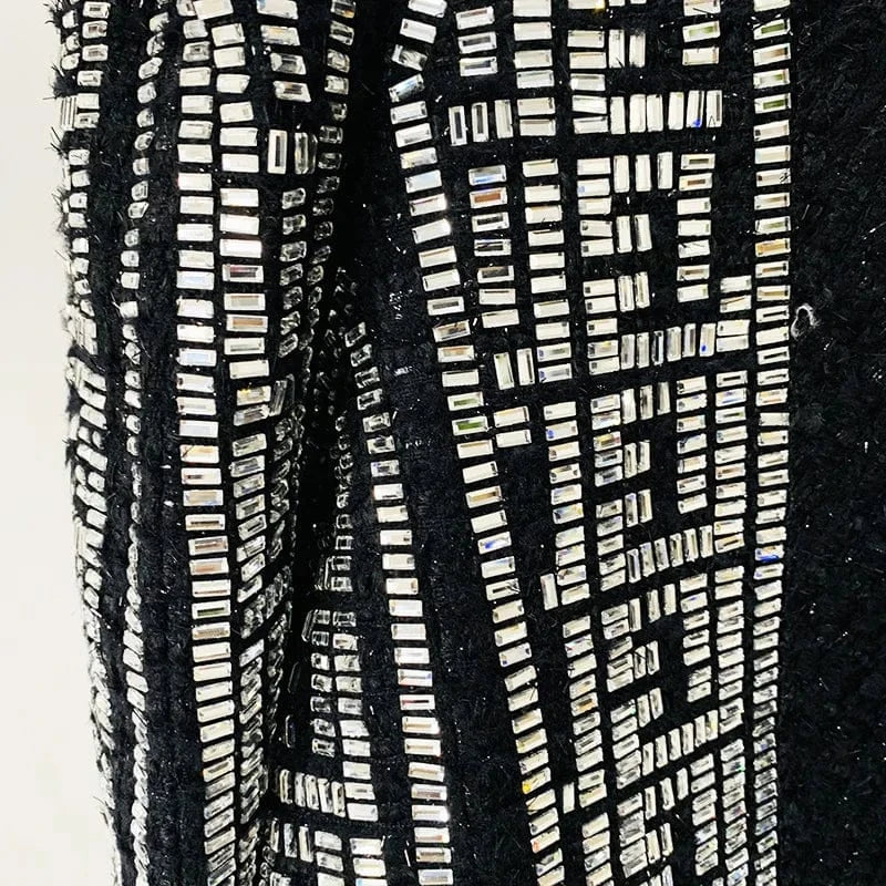 CHICEVER 2024 Winter High Quality Long Sleeve Patchwork Diamonds Jacket For Women