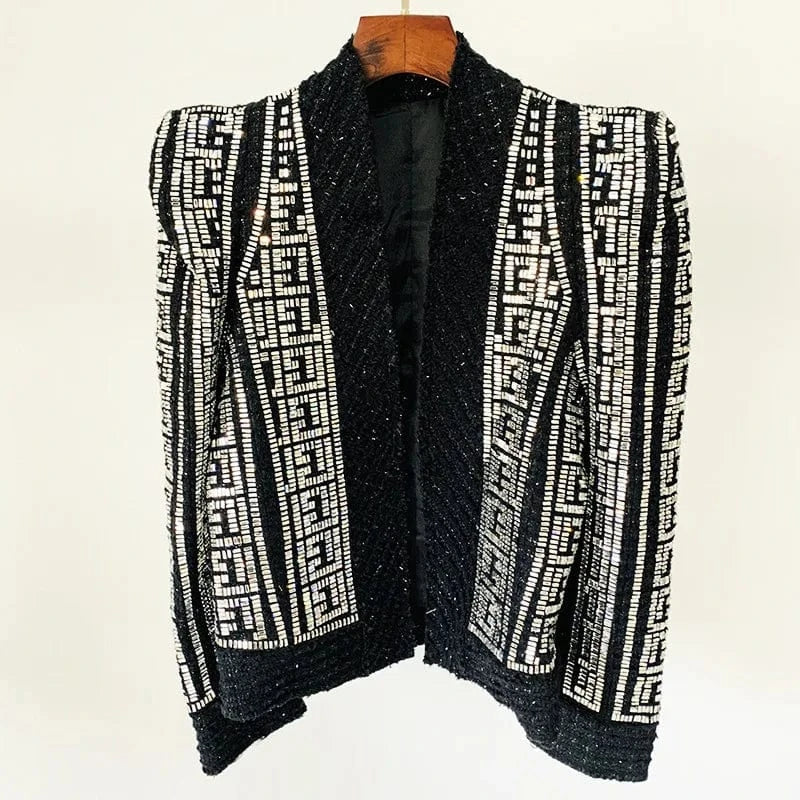 CHICEVER 2024 Winter High Quality Long Sleeve Patchwork Diamonds Jacket For Women