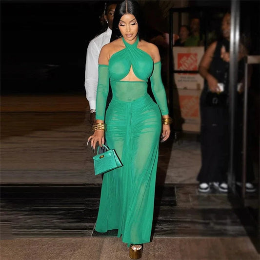 CHICEVER Casual Cross-Necked And Bare-Back Jumpsuit Women Skirt 2 Piece Set Women