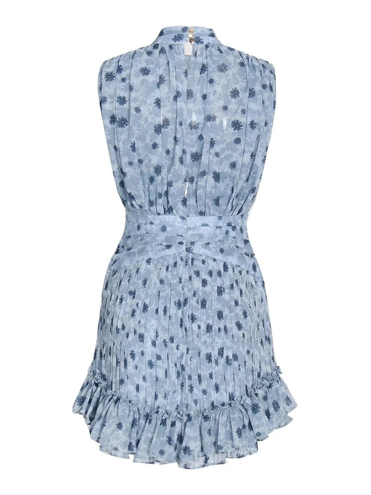 CHICEVER Casual Dresses Stand Collar Slim Sleeveless High Waist Dress For Women 2023