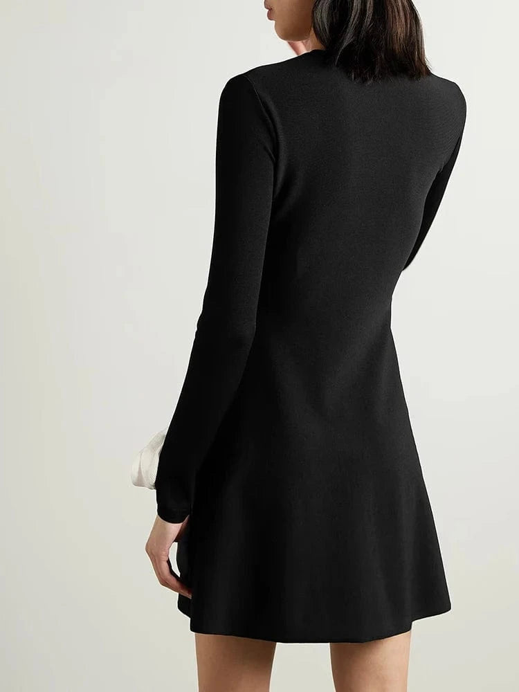 CHICEVER Casual Elegant High Waist Colorblock Spliced Appliques Dresses Woman Dress