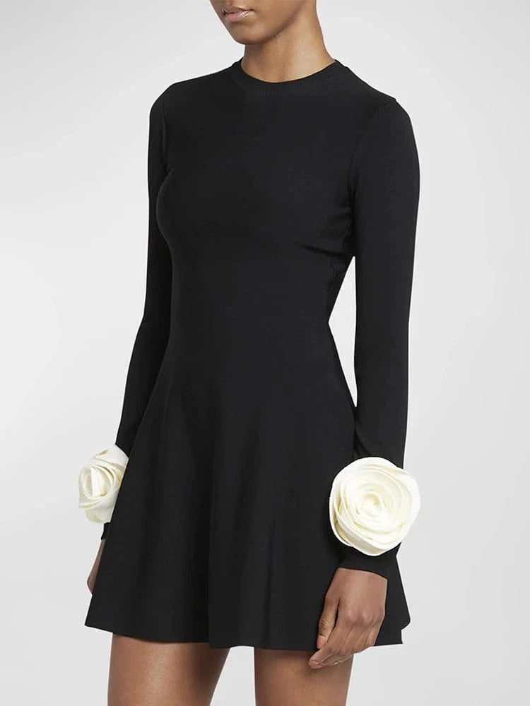 CHICEVER Casual Elegant High Waist Colorblock Spliced Appliques Dresses Woman Dress