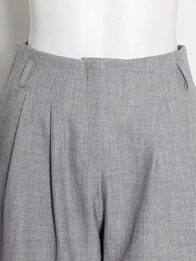 CHICEVER Casual Solid Color Wide Leg Patchwork Button High Waist Pants For Women