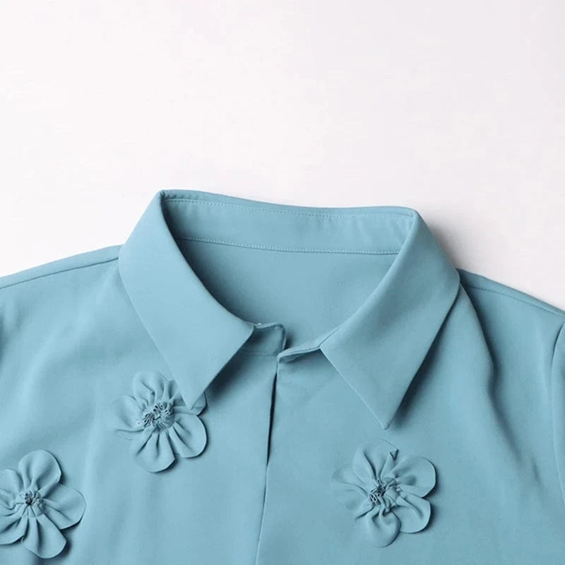 CHICEVER Casual Stitching Three-Dimensional Flowers Long Sleeve Jumpsuit Women 2023