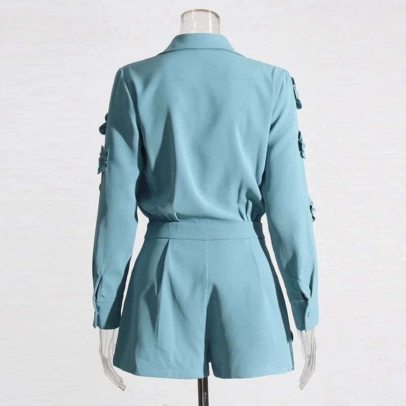 CHICEVER Casual Stitching Three-Dimensional Flowers Long Sleeve Jumpsuit Women 2023