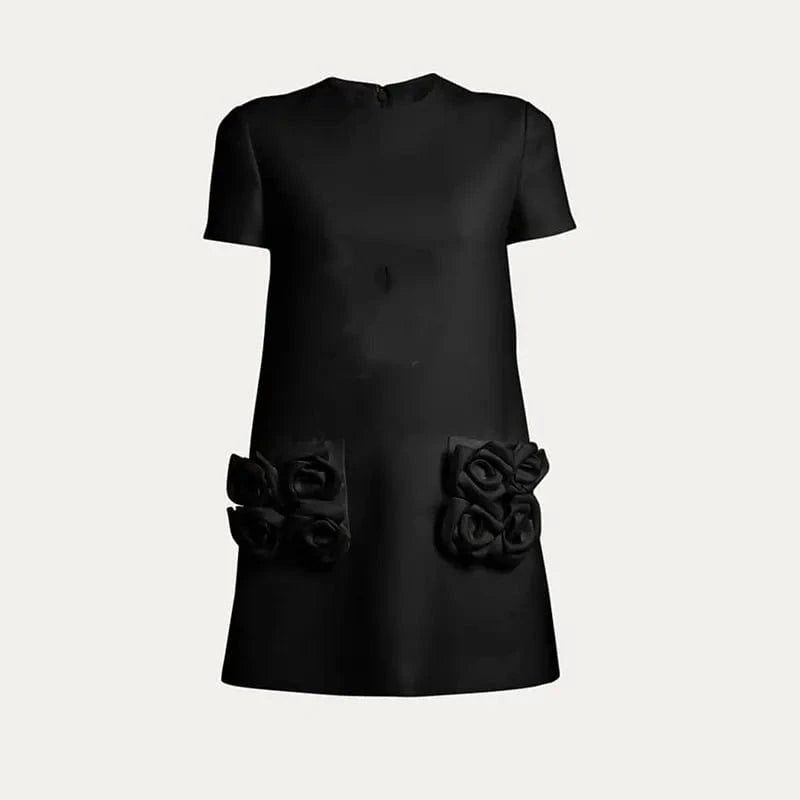 CHICEVER Elegant O Neck Short Sleeve High Waist Patchwork Zipper Slim Solid Color Dresses Summer Dress For Women