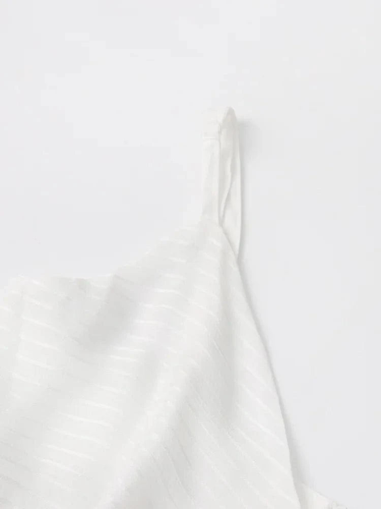 CHICEVER Elegant Sleeveless V Neck High Waist Slim Midi White Long Dress For Women