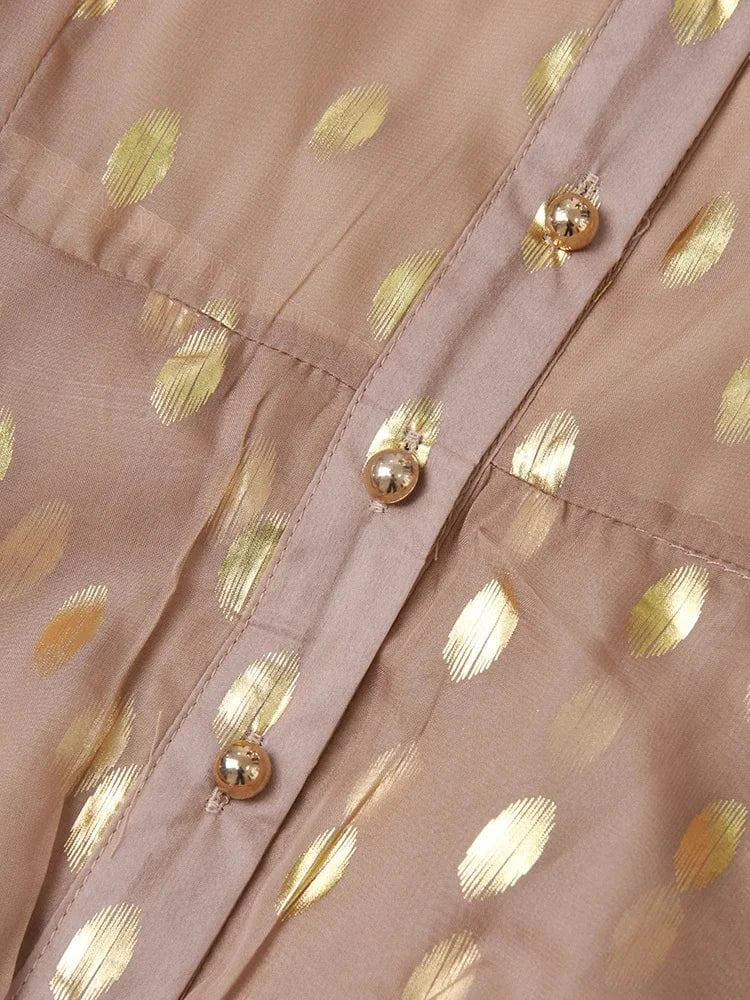 CHICEVER Fashion Bubble Sleeve Dot Multi-Layer Hem Casual Dress Mini Dresses Women 2023