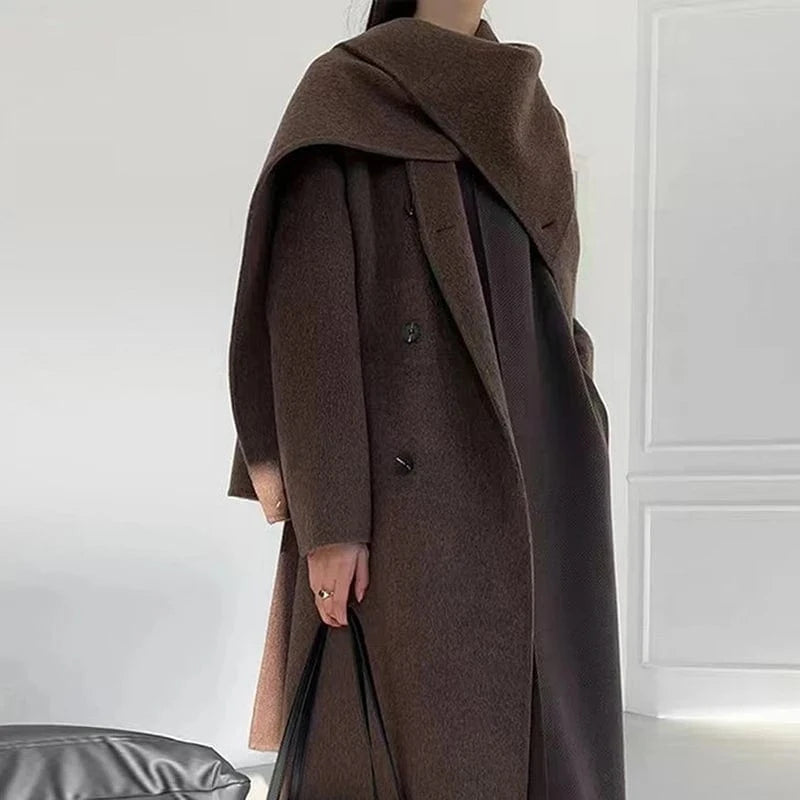 CHICEVER Fashion Lapel Long Sleeve Double Breasted Loose Winter Jackets For Women 2023