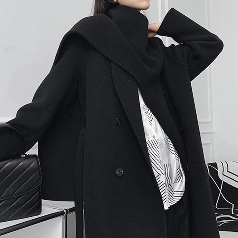 CHICEVER Fashion Lapel Long Sleeve Double Breasted Loose Winter Jackets For Women 2023