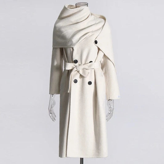 CHICEVER Fashion Lapel Long Sleeve Double Breasted Loose Winter Jackets For Women 2023