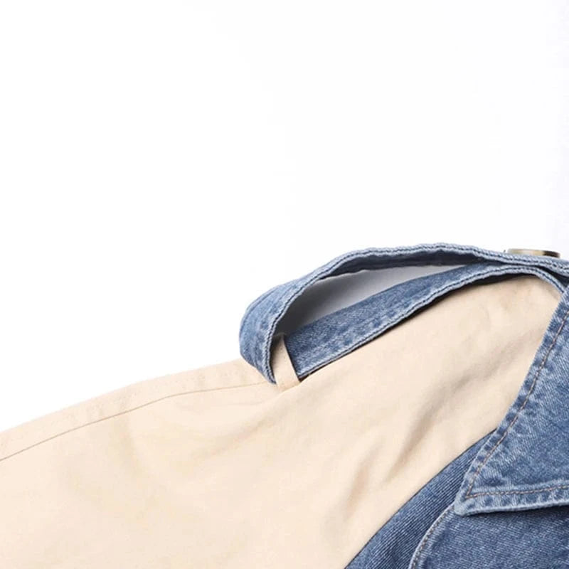 CHICEVER Fashion Lapel Long Sleeve Patchwork Lace Up Winter Jackets For Women 2023