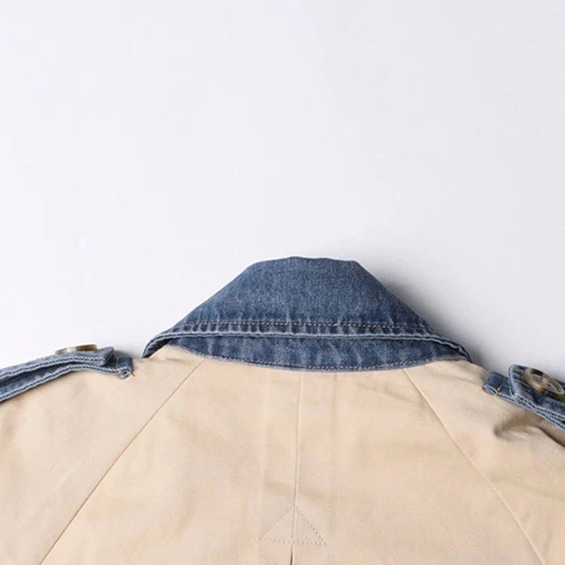 CHICEVER Fashion Lapel Long Sleeve Patchwork Lace Up Winter Jackets For Women 2023