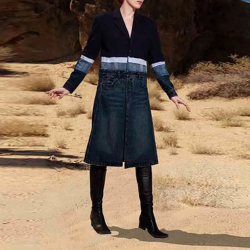 CHICEVER Fashion Lapel Long Sleeve Single Breasted Long Winter Jackets For Women