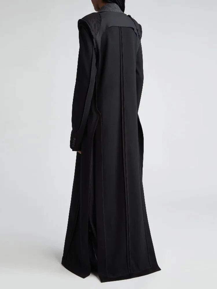 CHICEVER Fashion Lapel Long Sleeve Spliced Single Breasted Long Jackets For Women