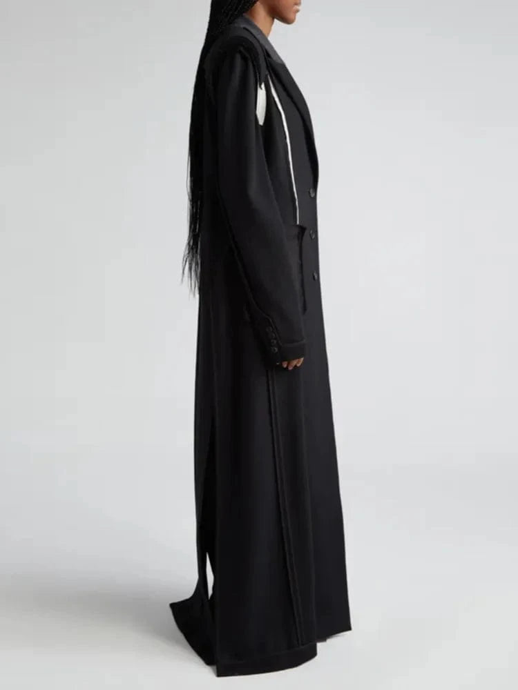 CHICEVER Fashion Lapel Long Sleeve Spliced Single Breasted Long Jackets For Women