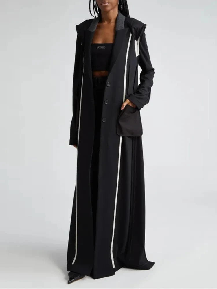 CHICEVER Fashion Lapel Long Sleeve Spliced Single Breasted Long Jackets For Women