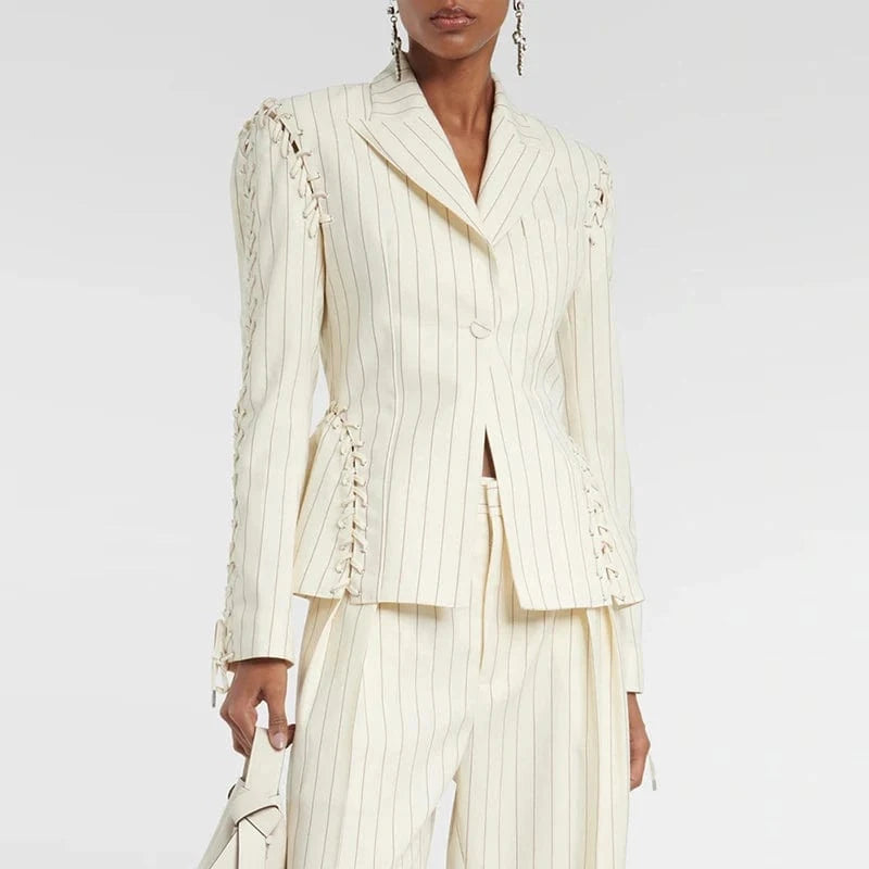 CHICEVER Fashion Notched Collar Long Sleeve Single Button Jackets For Women 2023 Blazer