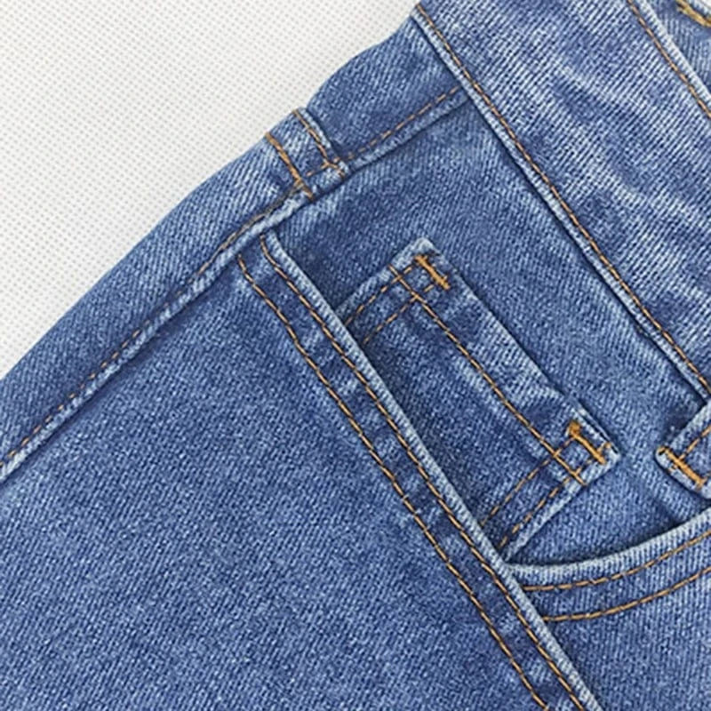 CHICEVER Fashion Patchwork Button High Waist High Quality Denim Trousers Wholesale Women Jeans