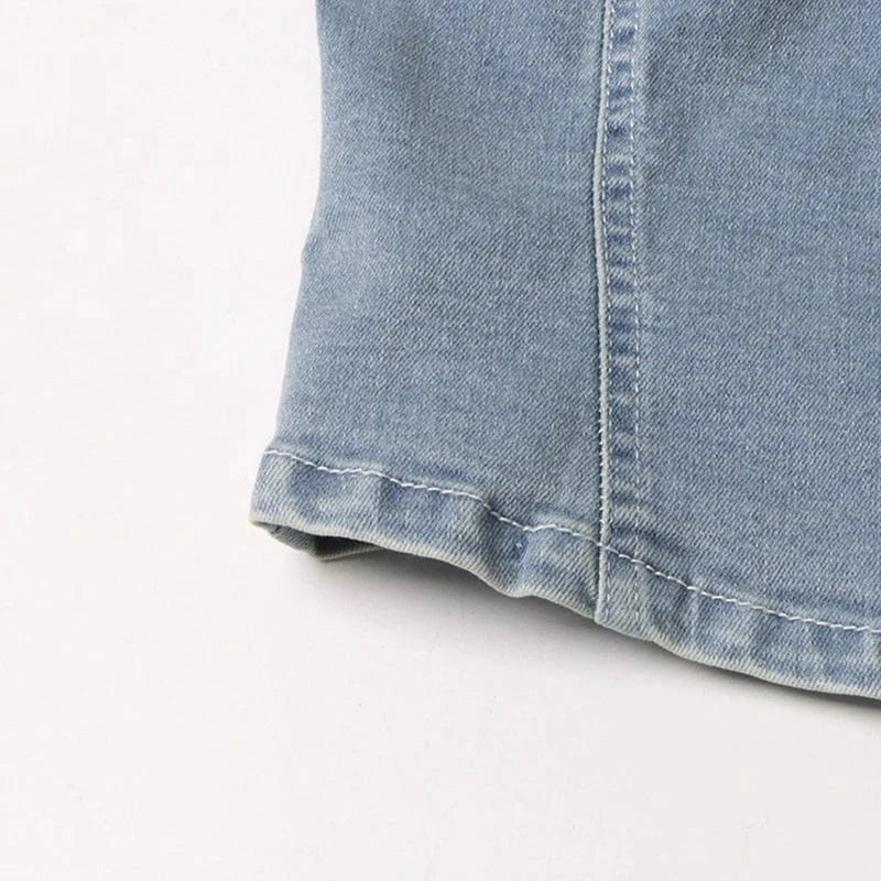 CHICEVER Fashion Solid Color Strapless Flare Sleeve Cold Shoulder Denim Vest For Women