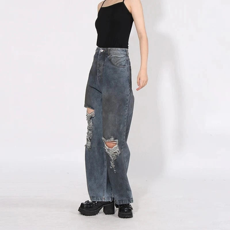 CHICEVER Fashionable New Design High Waist Patchwork Pockets Pants Long Jeans For Women