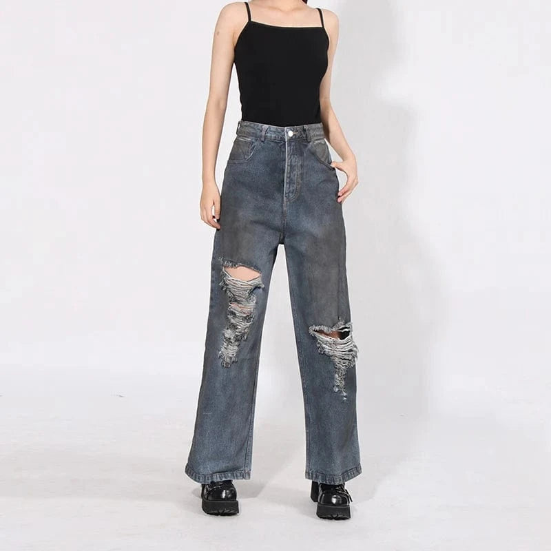 CHICEVER Fashionable New Design High Waist Patchwork Pockets Pants Long Jeans For Women