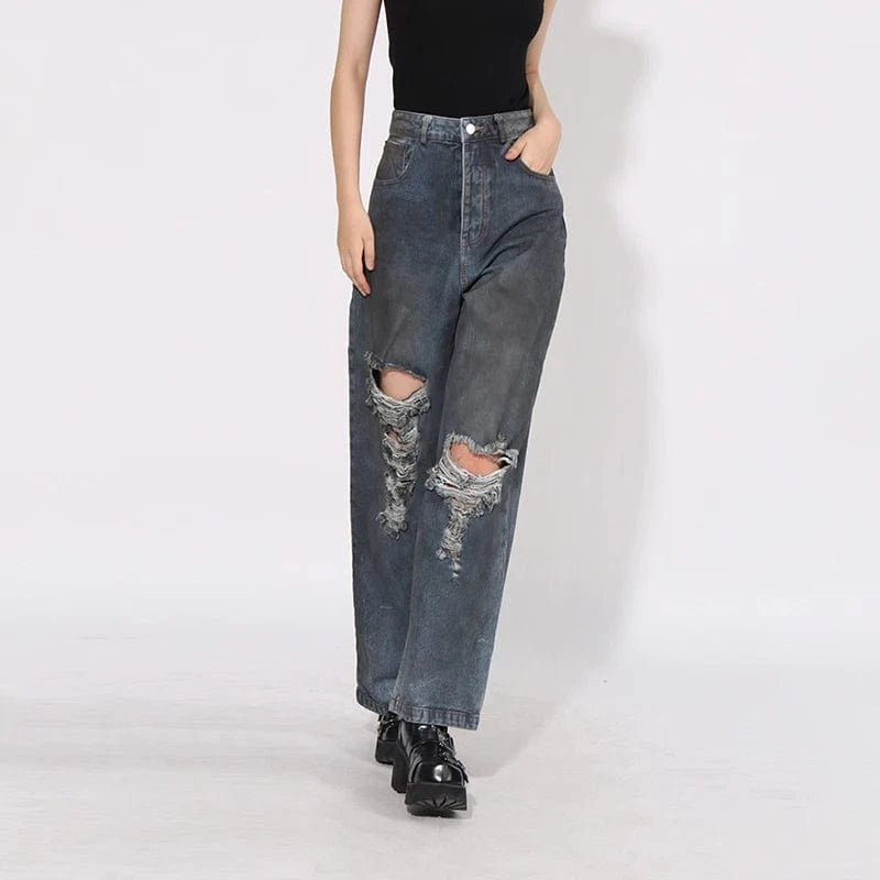 CHICEVER Fashionable New Design High Waist Patchwork Pockets Pants Long Jeans For Women