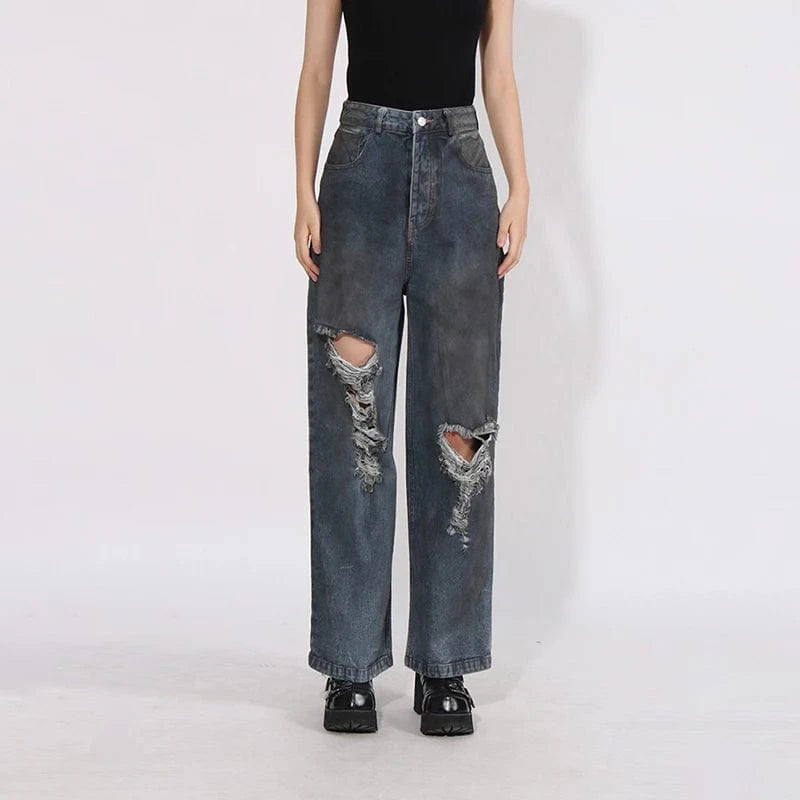 CHICEVER Fashionable New Design High Waist Patchwork Pockets Pants Long Jeans For Women