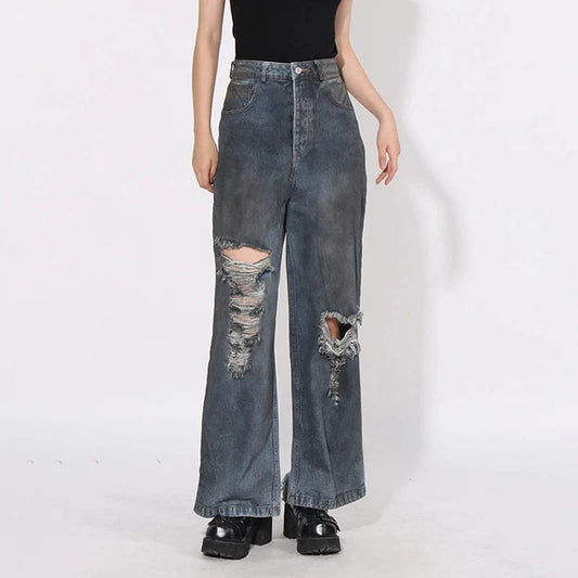 CHICEVER Fashionable New Design High Waist Patchwork Pockets Pants Long Jeans For Women