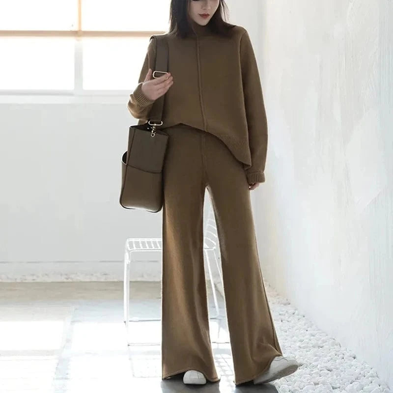 CHICEVER Fashionable Soild Color Cotton Material Round Neck 2 Piece Sets For Women