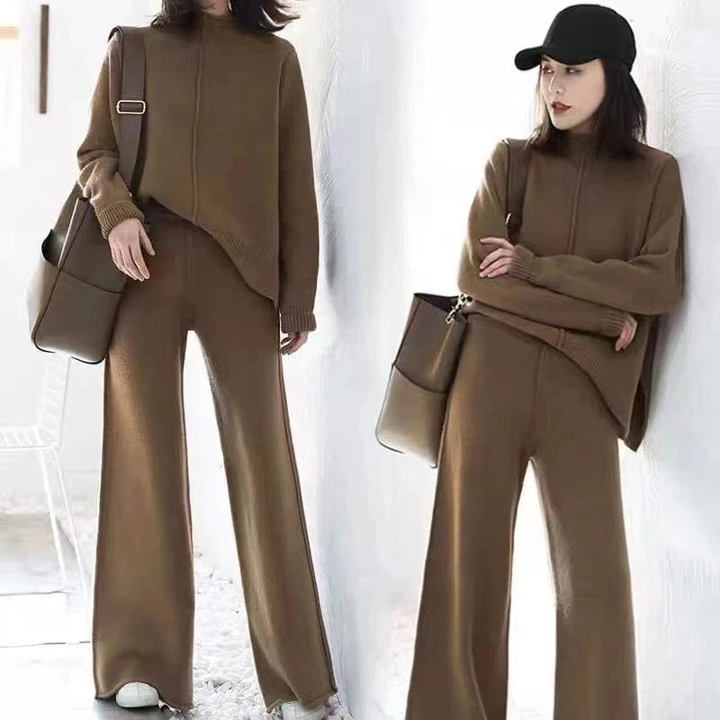 CHICEVER Fashionable Soild Color Cotton Material Round Neck 2 Piece Sets For Women