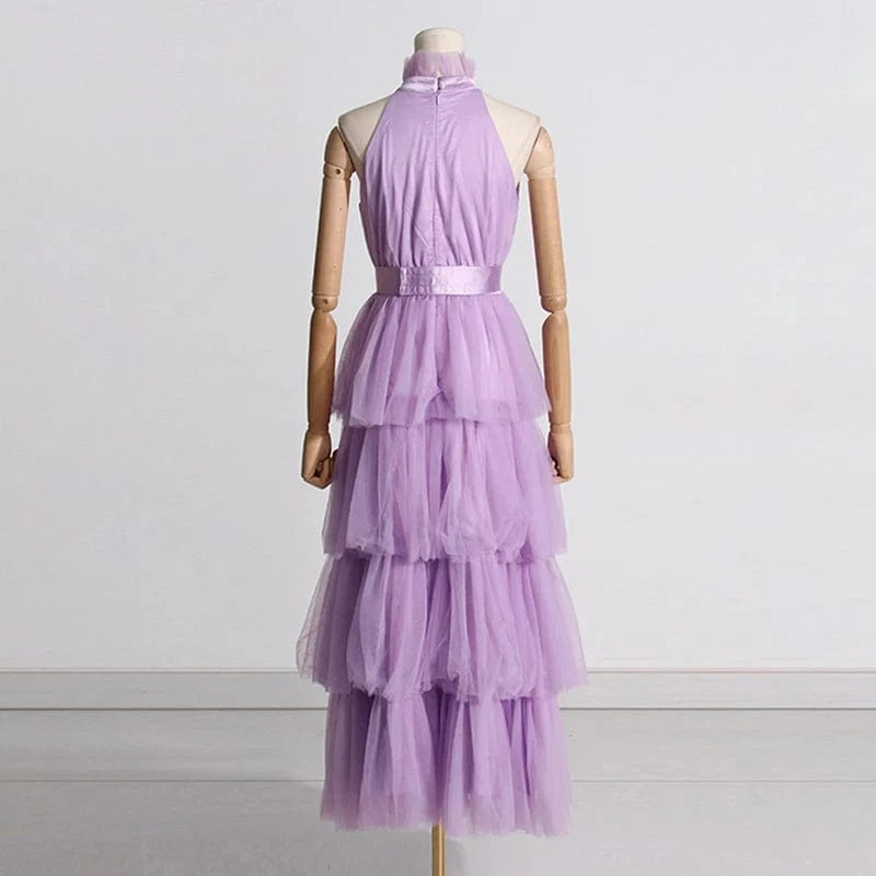 CHICEVER Fashionable Solid Color Halter Sleeveless High Waist Long Women's Dresses 2023