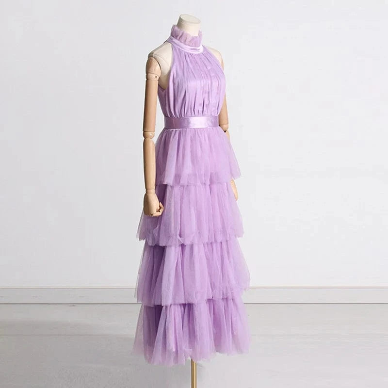 CHICEVER Fashionable Solid Color Halter Sleeveless High Waist Long Women's Dresses 2023