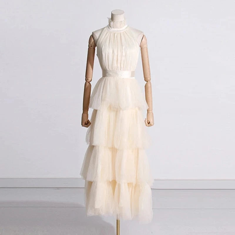 CHICEVER Fashionable Solid Color Halter Sleeveless High Waist Long Women's Dresses 2023